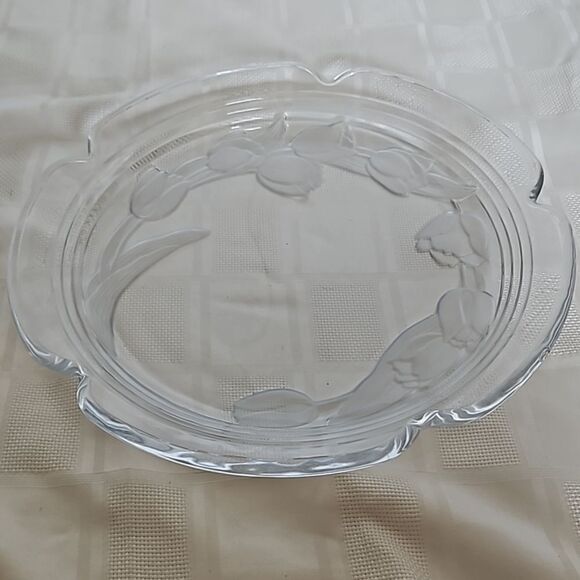 Clear Glass Floral Serving Tray 15"-15" - Picture 6 of 16